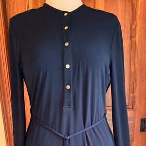 Calvin Klein Black Long Sleeve Knit Shirtwaist Dress, Sz 10, EUC